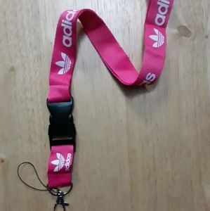 Adidas Pink One Size Lanyard with Clip